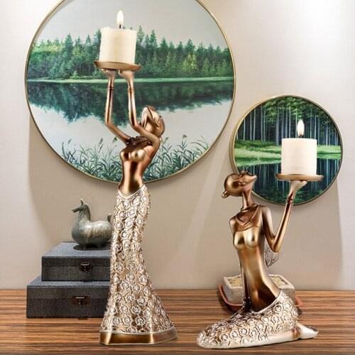 1Pair Vintage Abstract Lady Holders Statue Sculpture Candlestick Candle Holder Home Decoration Accessories Home Decor