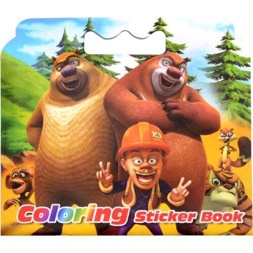 1pc 16 Pages Cute New Bear Coloring Sticker Book For Children Adult Relieve Stress Kill Time Graffiti Painting Drawing Art Book