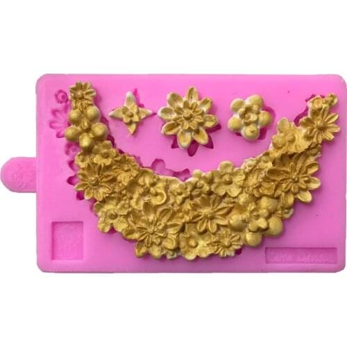 1 piece Flower Border silicone mold fondant mold cake decorating tools chocolate gumpaste mold