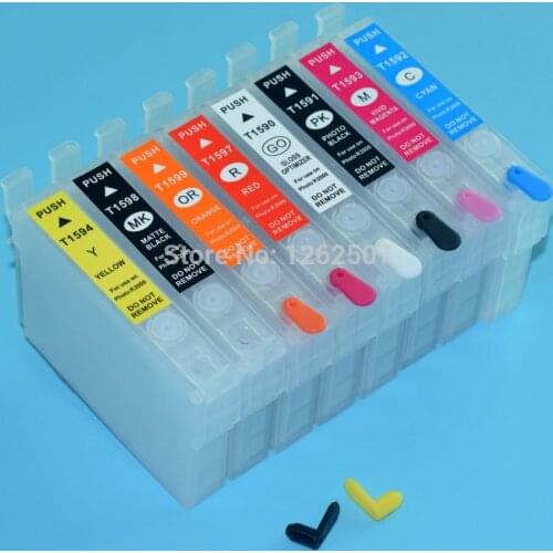 100% Compatible Cartridge Refill For EPSON R2000 T159 T1590-T1599 photo priter refillable ink cartridge with ARC Chips 8colors