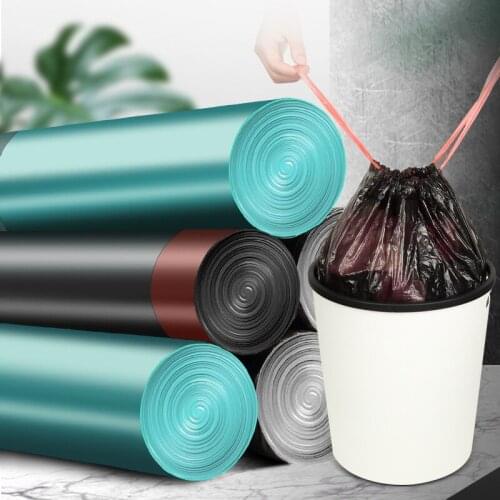 15pcs/Pack Drawstring Garbage Bag Thick Portable Non-dirty Automatic Closing Trash Bag Household Kitchen Disposable Bags