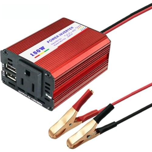 150W Car Power Portable Inverter DC 12V to AC 110V/220V 3.1A Dual USB Output Clip Type Universal Plug