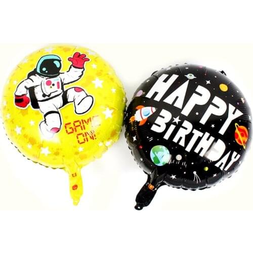 18inch black spaceman balloons yellow cosmonaut balloon Planetarium outer space birthday party decorations kids astronaut globos