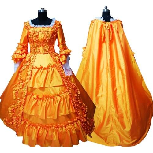 2020 New orange Vintage costumes 18th Duchess Retro medieval Renaissance Reenactment Theatre Civil war Victorian dress D-518