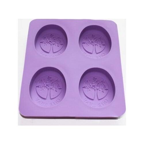 4-Cavity Tree of Life One Leaf Soap Oval Silicone Mold Making for Homemade