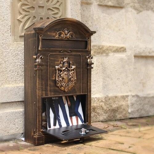 46*30 cm Retro Classic Villas Mailbox Plus Size Outdoor Lockable Wall-Mount Newspaper Boxes Secure Letterbox Garden Post Box F60