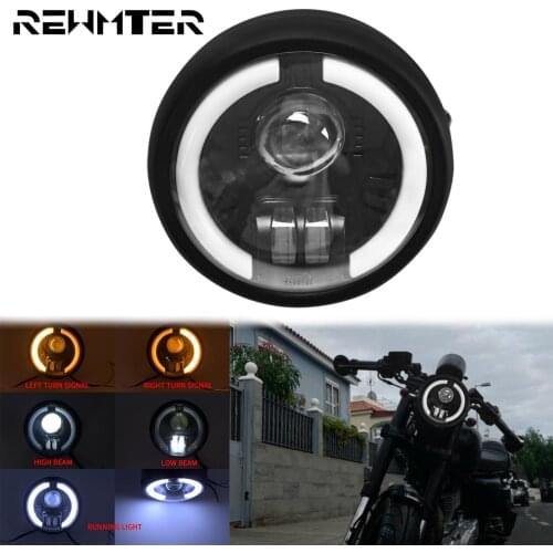 6.5" Motorcycle LED Headlight High Low Beam Headlamp With Angel Ring For Harley Sportster Iron 883 XL Cafe Racer Bobber Touring