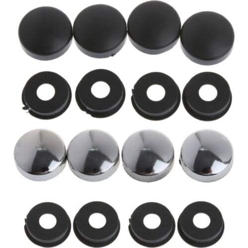 8 Pcs ABS Chrome License Plate Frame Screw Nut Caps+Bolt Cover Set For Car