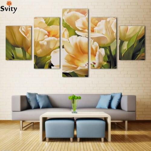 Free shipping Modern The tulip Flower canvas Painting home decoration for living room Wall Art Set No Frame H091 wholesale