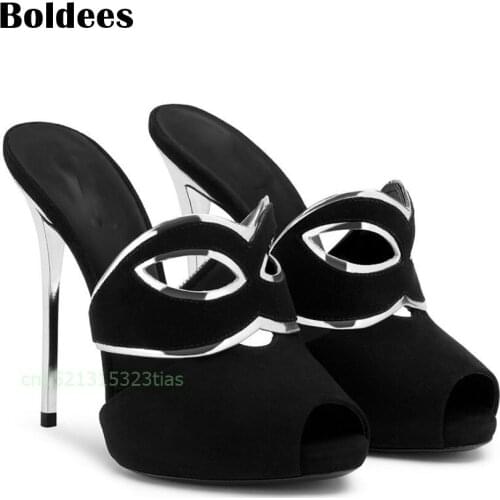 Fashion Summer Women High Heels Sandals 12cm Sexy Black Suede Peep Open Toe Party Pumps Shoes Women Gladiator Platform Sandals