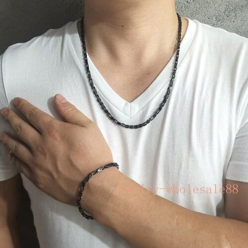 24''+8.5'' black jewelry set stainless steel 3.6mm Motorcycle chain bracelet + necklace set charmming gifts