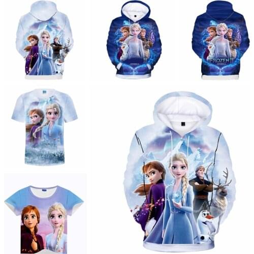 Ice Snow World 3D Princess Elsa Anna Girls Hoodies Spring Autumn Hooded Sweatshirt For Girl Childrens T Shirt Kids Top Costumes