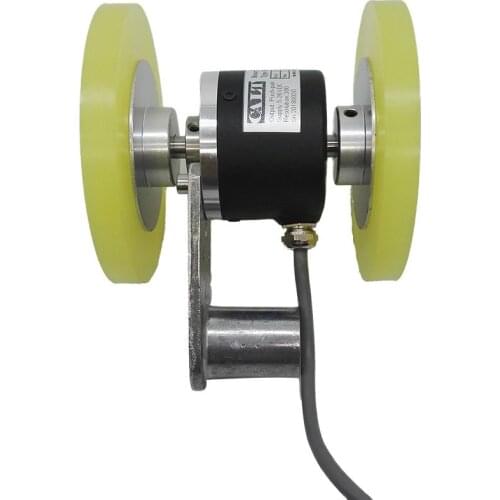 GHW52 Fabric Length Measuring Wheel Encoder 5V Push Pull Output 200mm Perimeter Two Wheels 52mm Incremental Rotary Hollow Shaft