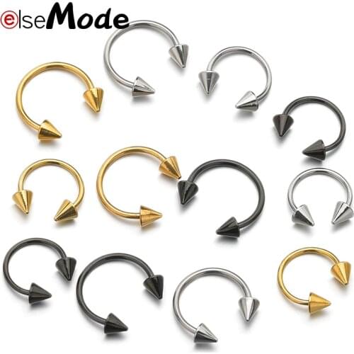 ELSEMODE Punk Stainless Steel Horseshoe Fake Nose Ring Cool Tragus Helix Pircing Lip Piercing Nariz for Women Men Party Gifts