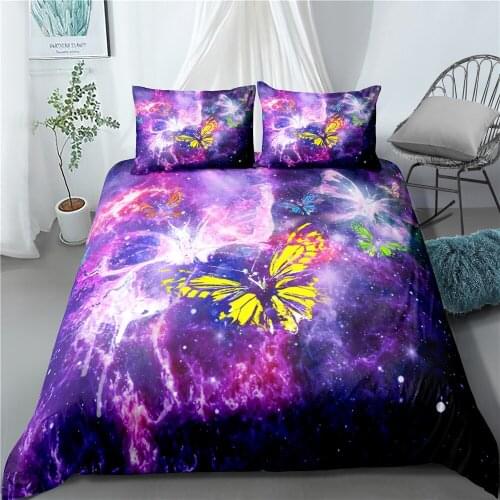 Three-piece Butterfly Set Home Textile Duvet Cover Set 3D Printed Bedding Set Soft And Comfortable Bedding Set