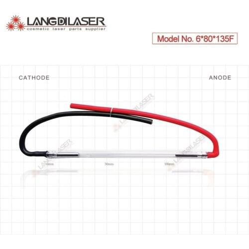 Xenon flash lamp:135*80*6F - anode bend , lamp for q-switched ND:YAG laser system , lamp for laser tattoo removal machine
