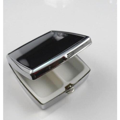 Square Pill Boxes Blank DIY Metal Pill Container Storage Box 2 Compartments F20173285