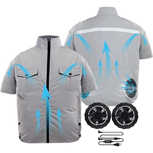 Summer Sport Fan Air Condition Cool Man Woman Travel Ultralight Brand Outdoor Vest Clothes Jacket Sun Windbreaker Fishing Worker