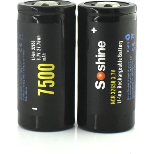 Soshine High Capacity 7500mAh 3.7V 32650 Li-ion Rechargeable Battery for LED Flashlights / Headlamps
