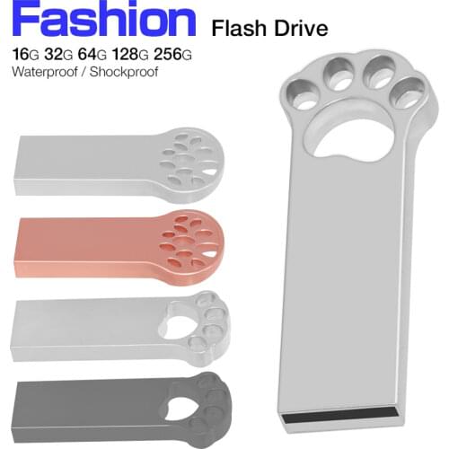 Cat claw metal USB 2.0 flash drive 8GB 16GB 32GB Pen drive waterproof pendrive 64GB 128GB thumb drive U disk memory Stick Gift