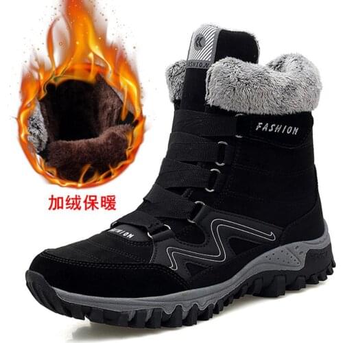 Cow suede Men Boots Winter with Fur Super Warm Snow Boot Men Winter Work Casual Shoe Sneakers High Top Rubber Ankle Boots unisex