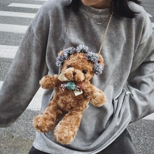 2020 New arrival Lolita plush backpack Teddy Bear shoulder bag cartoon cute Messenger bag 27cm