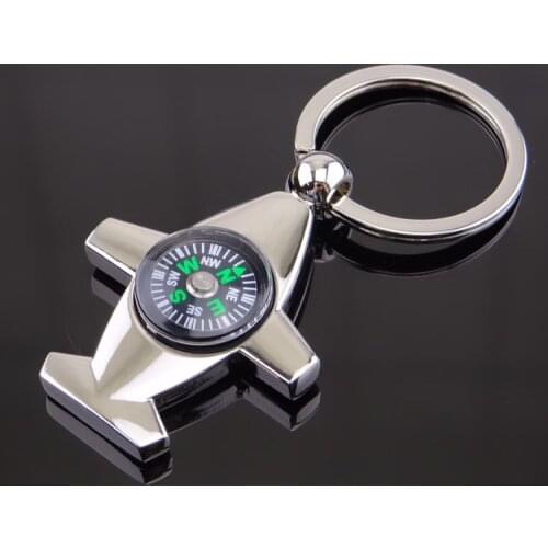 New Metal Plane Shaped Keyrings Men Compass Key chain Women Charm Key holder Custom LOGO for Event Gifts Jewelry