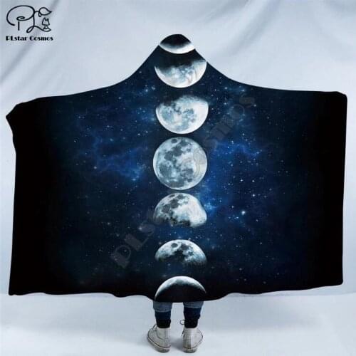 Galaxy pattern Hooded Blanket Adult colorful child Sherpa Fleece Wearable Blanket Microfiber Bedding style-4