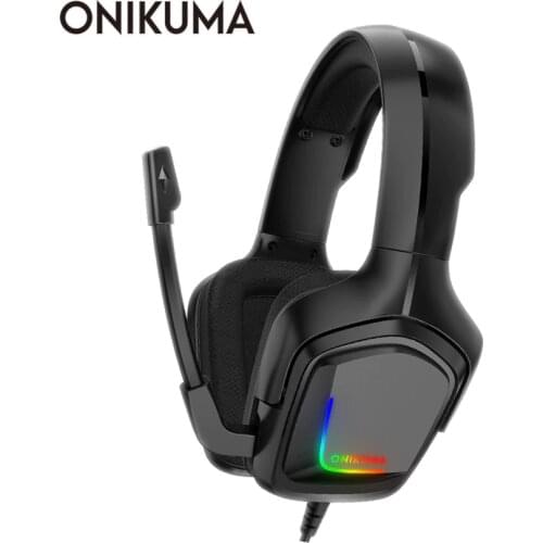 ONIKUMA K20 casque Gaming Headset PS4 3.5mm PC Gamer Stereo Game Headphones Led Light with Mic for XBox One/Laptop Tablet