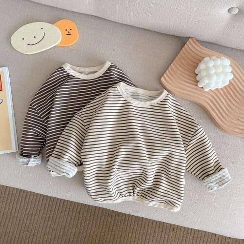 Casual Boys Autumn T-shirt Baby Infants Kids Children Striped Long Sleeve Tops T-shirts Loose Tee Outfits ADK352
