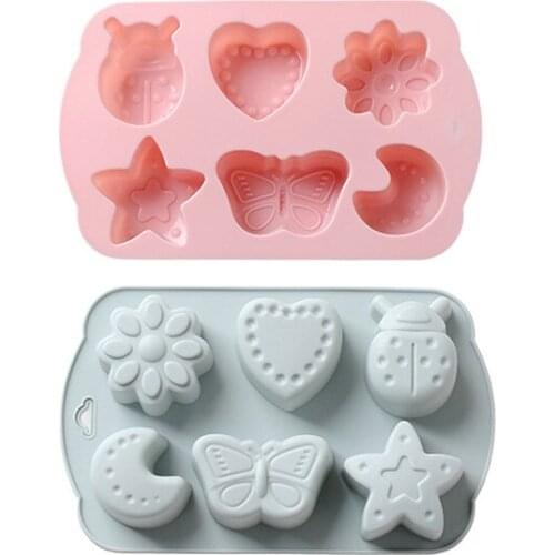 Silicone Mold Cute Moon Star Bug Butterfly Sharp Fondant chocolate Jelly Handmade Soap Cake Decorating Tools Baking Accessories