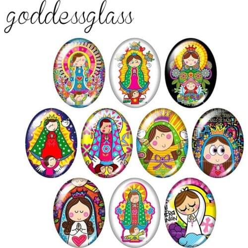 Maria Blessed Faith beauty 13x18mm/18x25mm/30x40mm Oval photo glass cabochon demo flat back Making findings TB0015