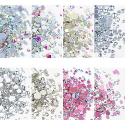Mixed Size (SS4-SS20) Crystal AB Nail Art Rhinestone Decorations Glitter Gems 3D Manicure Books Accessory Tools
