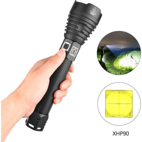 250000 Brightness Xhp90 Led Flashlight More Powerful Usb Rechargeable Flashlight Hand Lamp Xhp50 Xhp70 26650 Battery Flashlight