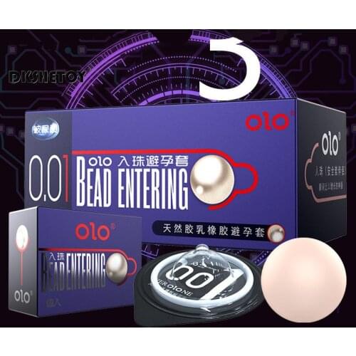 Olo Ultra-thin Extender Beads Condom For Men Sex Toys Beads Entering Penis Extender Lengthen Moisturizing Penissleeve