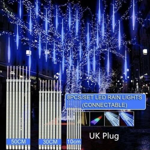 10/30/50CM Waterproof LED Meteor Shower Rain Falling String Lights Dec