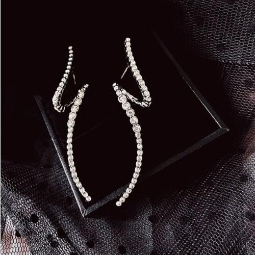 Mimiyagu silver personality long earrings simple ins Earrings female models