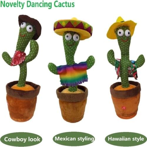 2021 Novelty Dancing Cactus Electronic Plush Toy Soft Plush Doll Can Sing And Dance 3 Songs Shake Light Up Cactus Gift For Kids