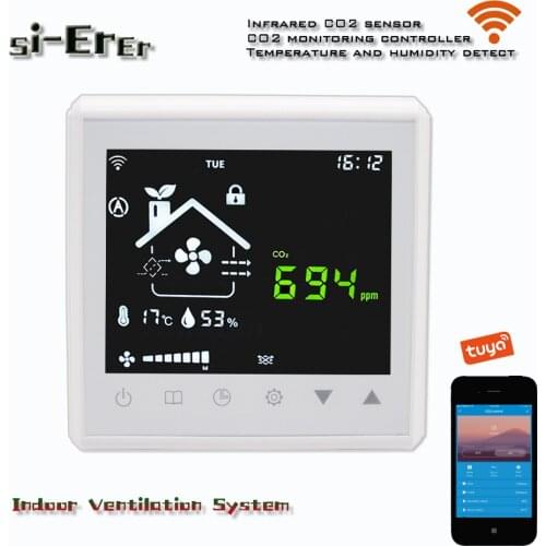 220V RS485 wifi co2 gas monitor with 3-speed fan output, suitable for improving indoor air quality