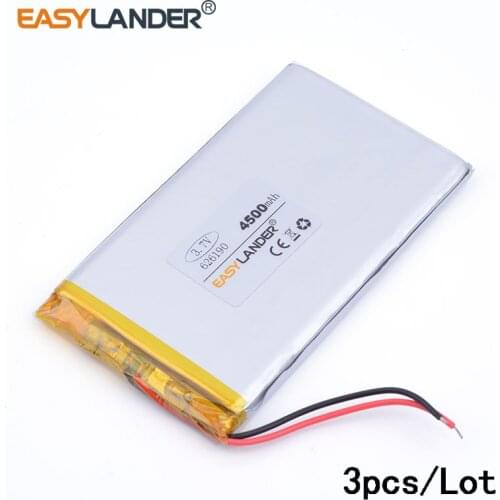 3pcs/Lot 3.7v 4500mah 3.7V 626190 lithium polymer batteries 7 inch Tablet PC battery li ion battery tablet PC Tab