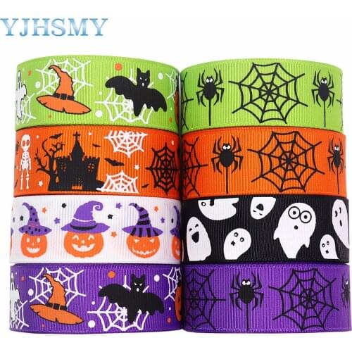 5 yards 7/8 inch Halloween pumpkin handmade DIY heat transfer ribbon ribbon threaded belt ribbed ribbon ribbon key lanyard