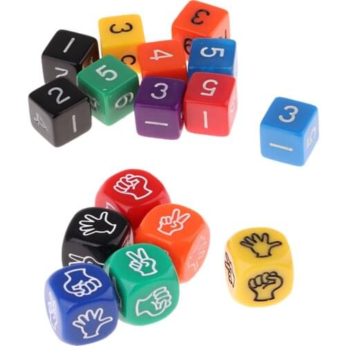 6Pcs Rock Paper Scissors Dice + Digital Dices Finger-Guessing Game Dice Set Board Game Dices Polyhedral Dices