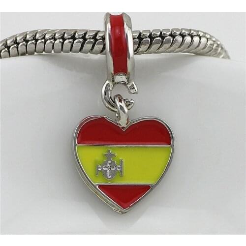 6 countries national flag pendant fit Pandora doar Charm Bracelet & Necklace Authentic European Clear CZ Dangle Letter