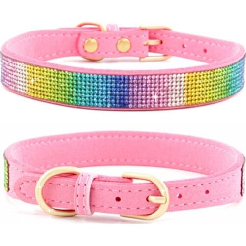 Shiny Rhinestone Dog Collar Soft Pet Collar Cute Cat Collar Girl Summer Durable Dog Accessory for Small Medium Dogs Chihuahua