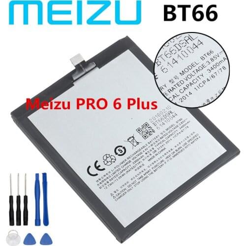BT66 Replacement Battery for Meizu PRO 6 Plus M686 M686G M686Q Bateria 3400mAh +Tracking Number