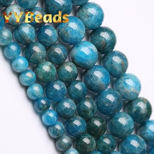 5A Quality Natural Blue Apatite Stone Beads Round Loose Beads For Jewelry Making DIY Women Bracelets Accessories 4 6 8 10 12mm