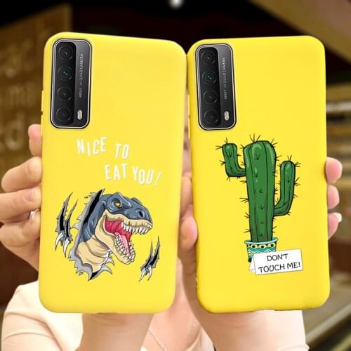 Macaroon Case For Huawei Y7A Back Cover 2021 Fashion Dinosaur Cactus Cartoon Coque For Huawei Y 7A y7a Y7 A Silicone Phone Cases