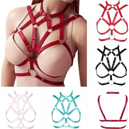 Stockings For Belt Harness Woman Garter Stocking Belt Gothic Body Sexy Lingerie Harajuku Body Cage Bra Rave Festival Bralette