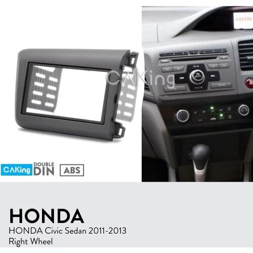 Double Din Car Fascia Radio Panel for Honda Civic Sedan 2011-2013 (Right Wheel) Dash Fitting Kit Install Facia Face Plate Bezel