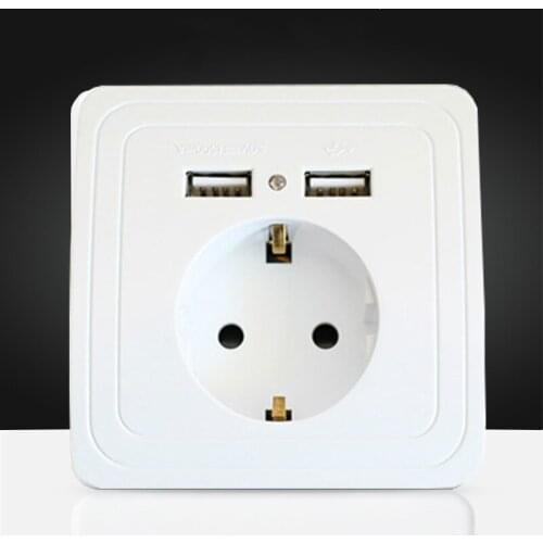 European standard socket 16A 86 EU German socket panel dual USB2.1A